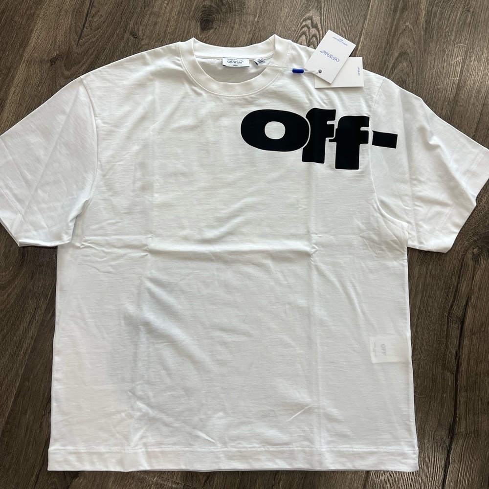 Off-White White and Black Short Sleeve Tee
